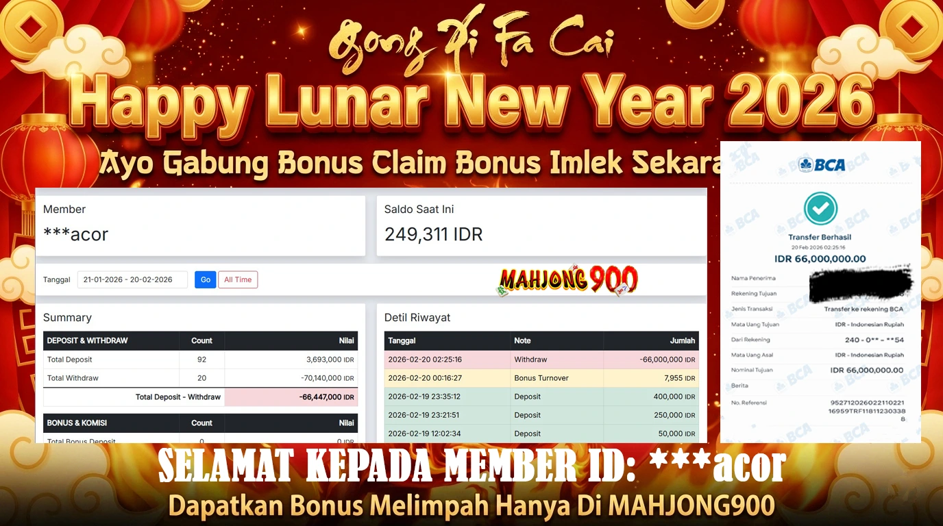BIG WIN LIVE CASINO [SICBO] HINGGA 66 JUTA, 20 FEBRUARY 2026 – MAHJONG900