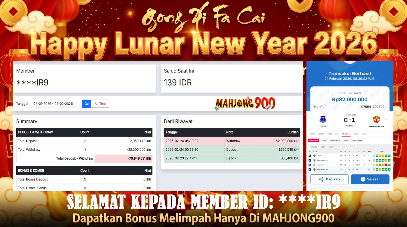 JACKPOT MIX PARLAY [8 TEAM] HINGGA 82 JUTA, 24 FEBRUARY 2026 – MAHJONG900