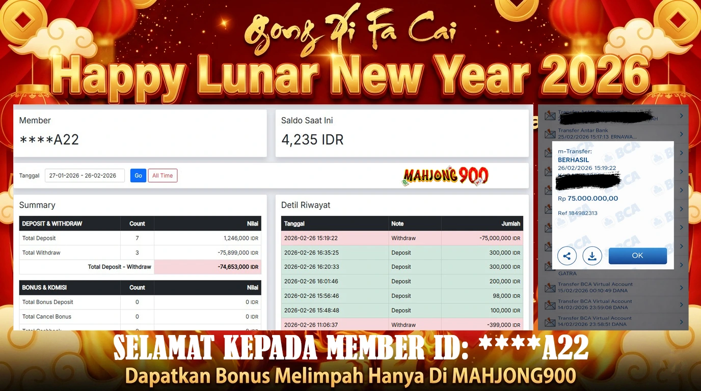 JACKPOT TOGEL [SYDNEY LOTTO] HINGGA 75 JUTA, 26 FEBRUARY 2026 – MAHJONG900