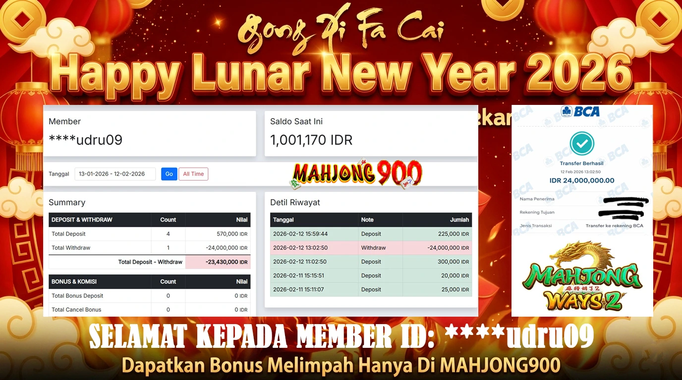 JACKPOT SLOT [MAHJONG WAYS 2] HINGGA 24 JUTA, 12 FEBRUARY 2026 – MAHJONG900