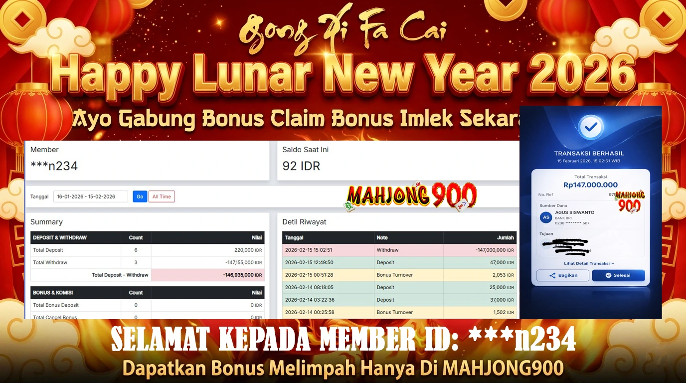 JACKPOT TOGEL 4D [SYDNEY POOLS] HINGGA 147 JUTA, 15 FEBRUARY 2026 – MAHJONG900
