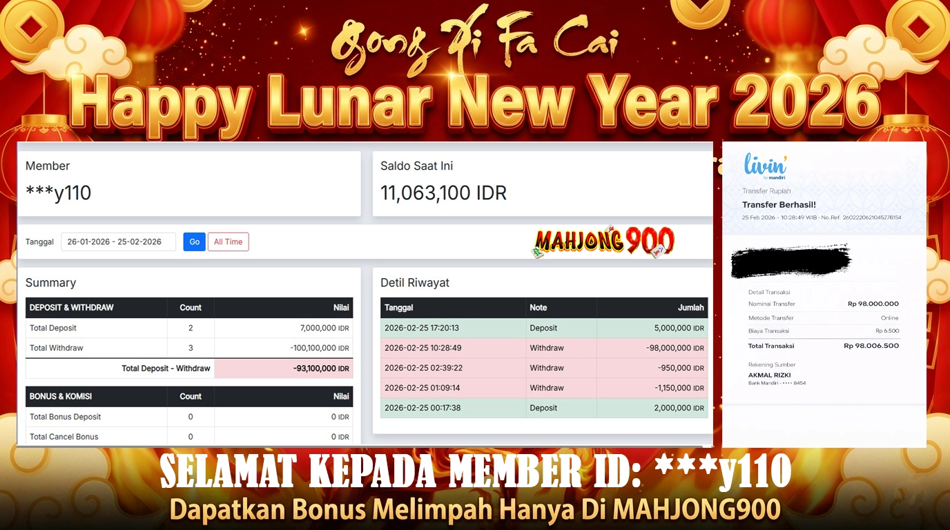 JACKPOT SLOT [MAHJONG WAYS 1] HINGGA 98 JUTA, 25 FEBRUARY 2026 – MAHJONG900