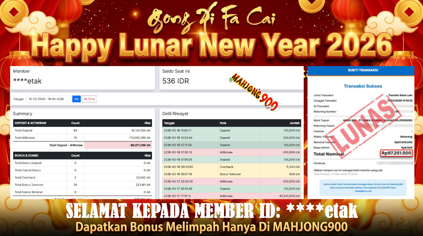 BIG WIN CASINO [LIVE BACCARAT] HINGGA 97 JUTA, 18 MARET 2026 – MAHJONG900