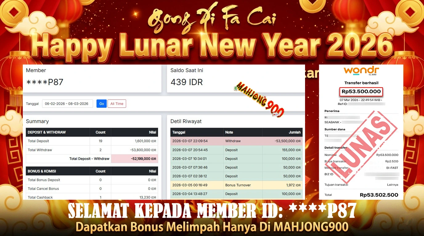 JACKPOT SLOT [MAHJONG WINS 3 – BLACK SCATTER] HINGGA 53 JUTA, 08 MARET 2026 – MAHJONG900