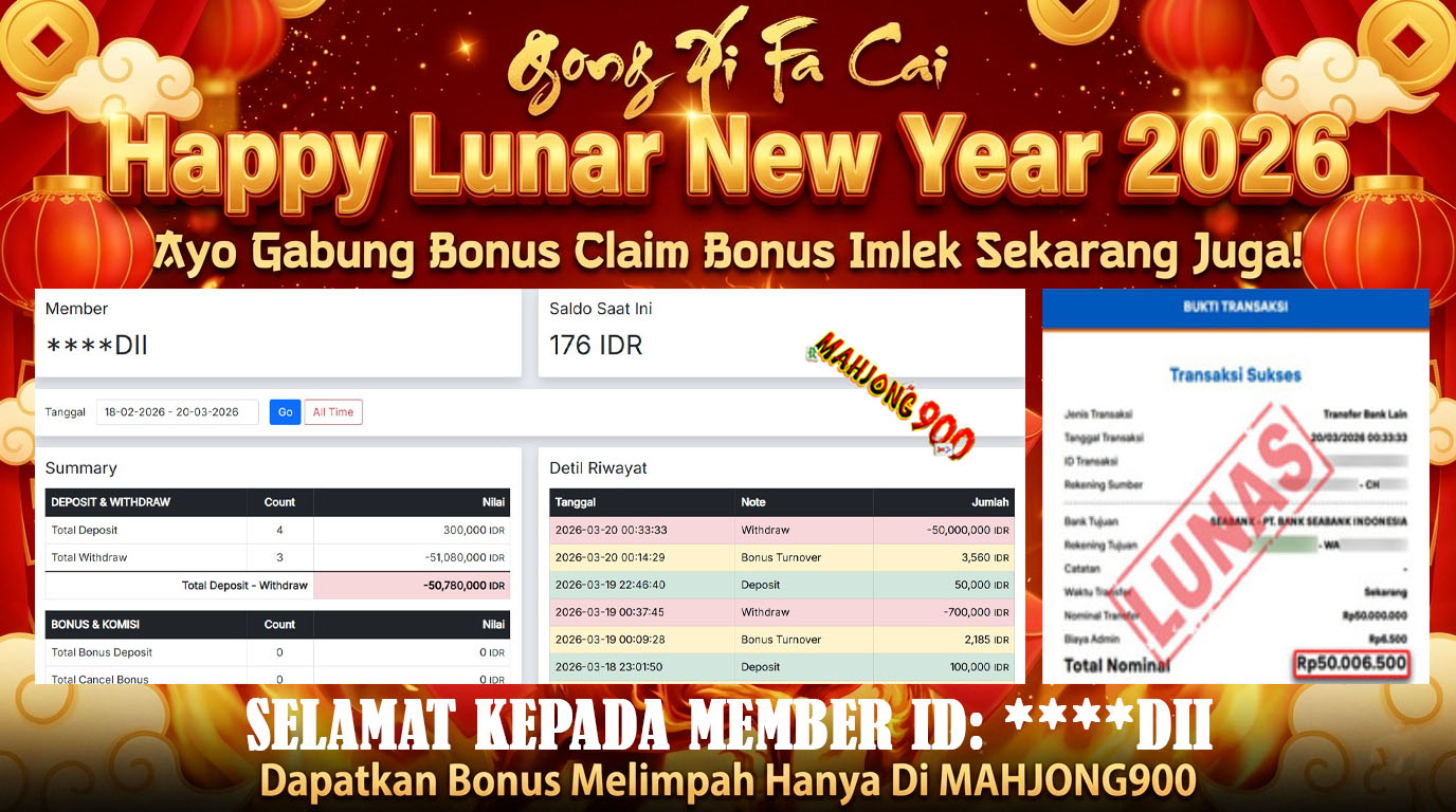 JACKPOT TOGEL [TOTO MACAU] HINGGA 50 JUTA, 20 MARET 2026 – MAHJONG900