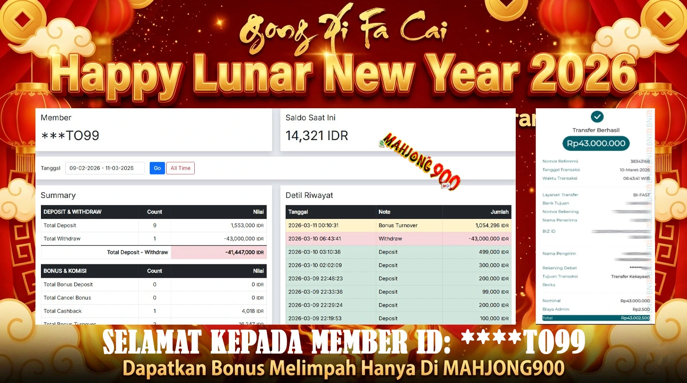 JACKPOT SLOT [GATES OF OLYMPUS 1000] HINGGA 43 JUTA, 11 MARET 2026 – MAHJONG900