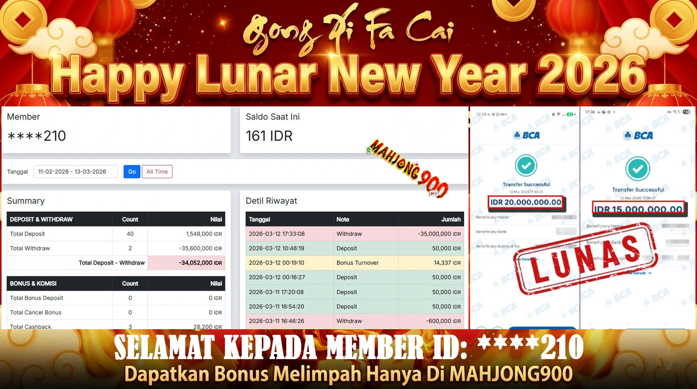 JACKPOT SLOT [MAHJONG WAYS] HINGGA 35 JUTA, 13 MARET 2026 – MAHJONG900