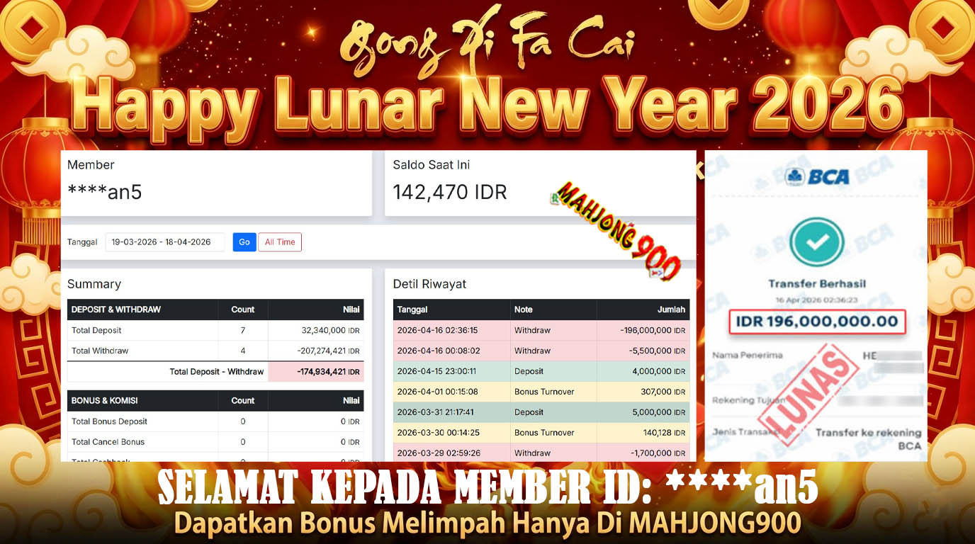 JACKPOT LIVE CASINO [ROULETTE] HINGGA 196 JUTA, 16 APRIL 2026 – MAHJONG900