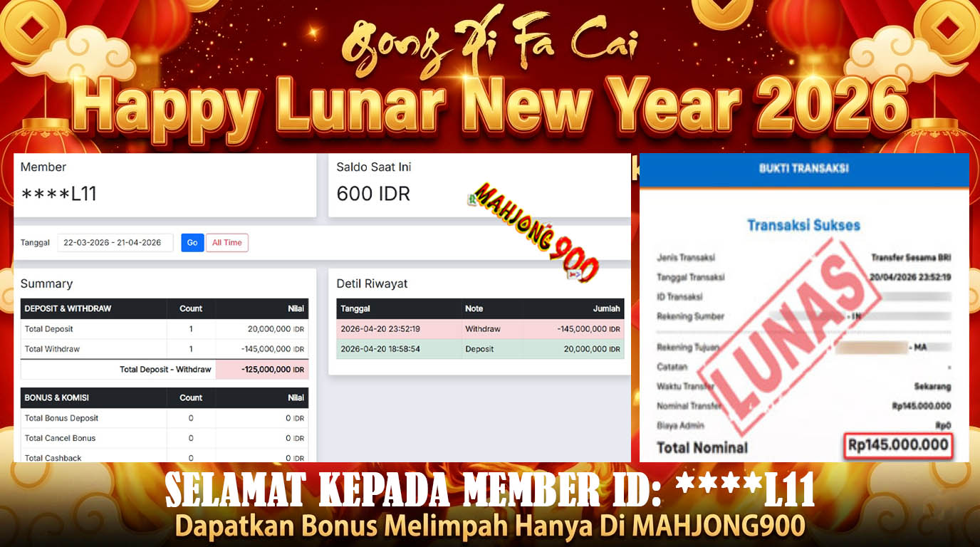 JACKPOT CASINO [LIVE BACCARAT] HINGGA 145 JUTA, 20 APRIL 2026 – MAHJONG900