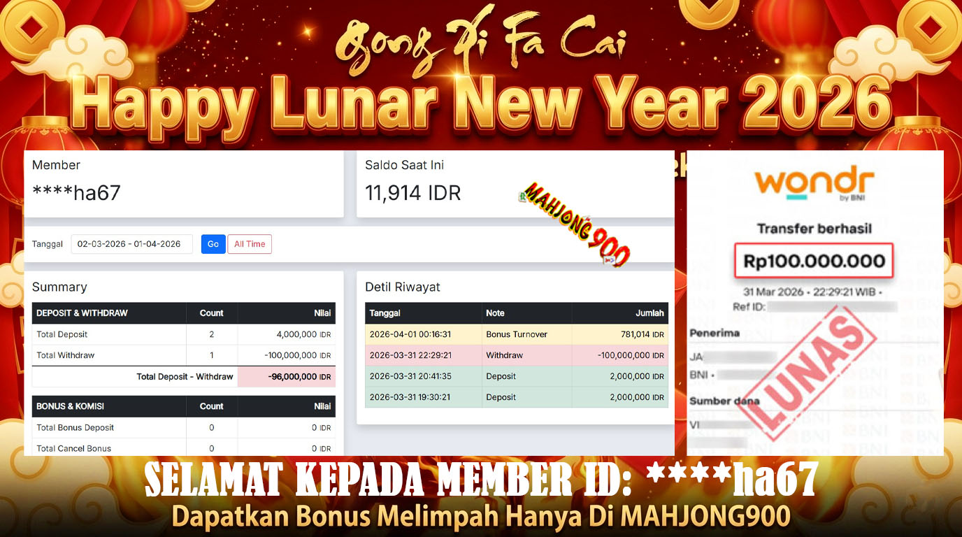 BIG WIN CASINO [BACCARAT] HINGGA 100 JUTA, 01 APRIL 2026 – MAHJONG900